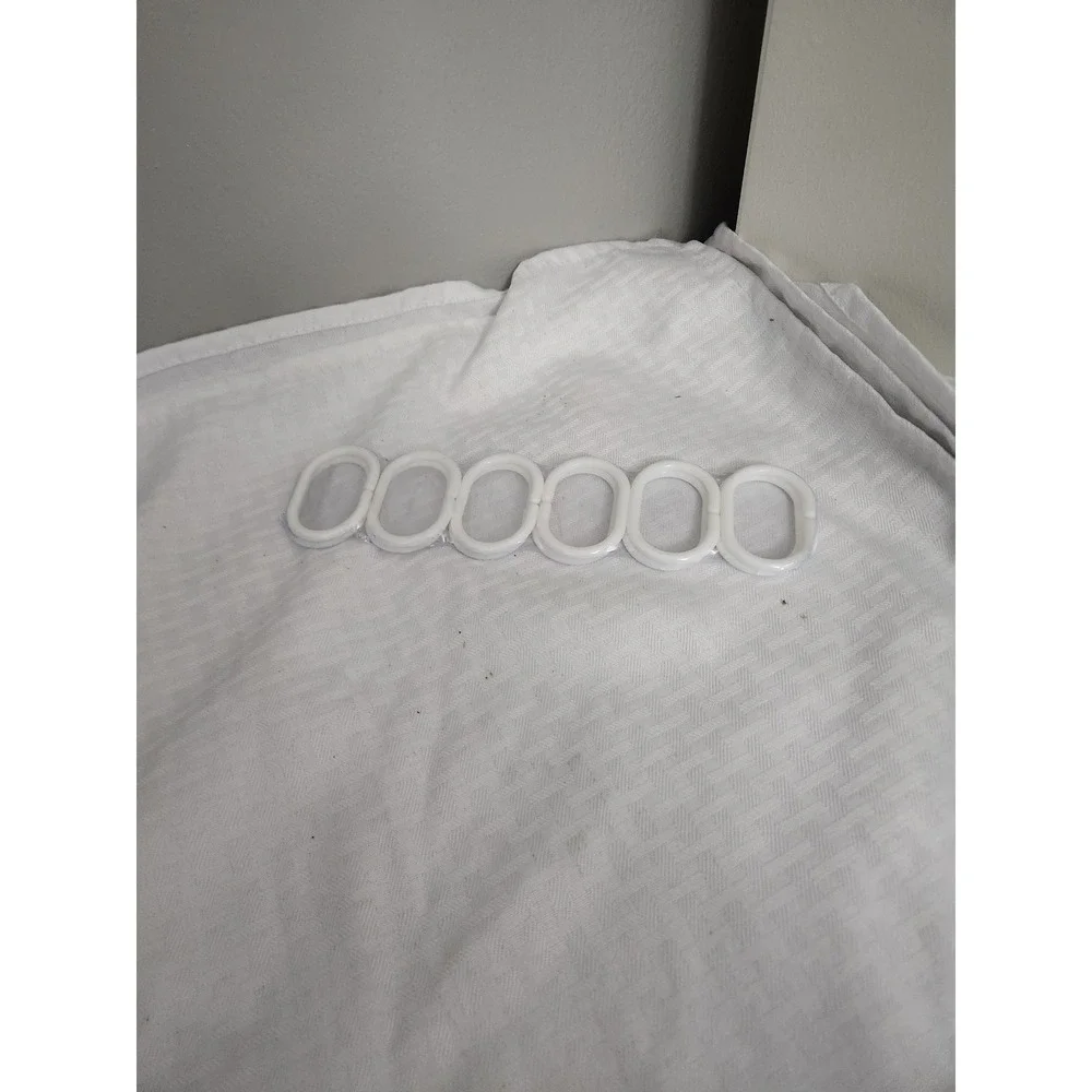 White Plastic Shower Curtain Rings Oval Hooks C-Shape 6 Pack Bathroom Hardware